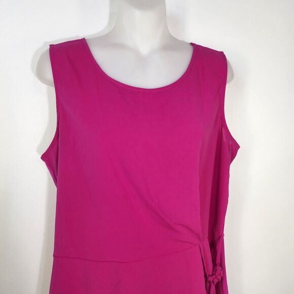 Calvin Klein Women Top Large Pink Sleeveless Blouse Side Tie Peplum Stretch Tank - Picture 3 of 10